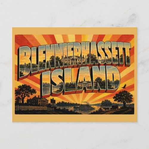 Blennerhassett Island WV Mansion River Forest Art Postcard