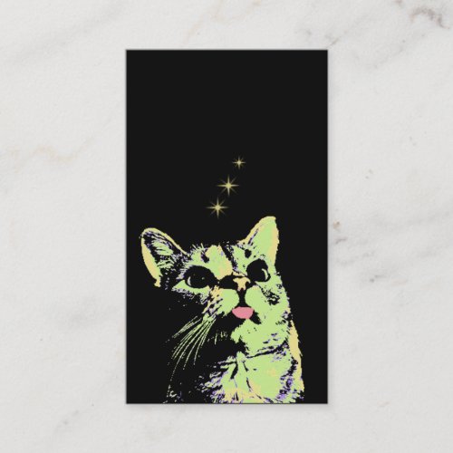 Blep Mode Kitty Watches The Stars Business Card
