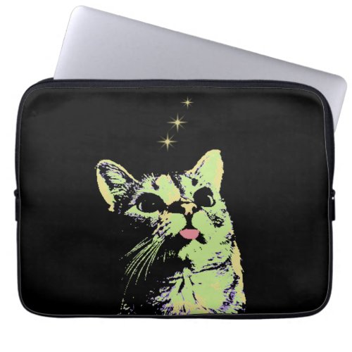 Blep Mode Kitty Watches The Stars Laptop Sleeve
