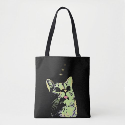 Blep Mode Kitty Watches The Stars Tote Bag