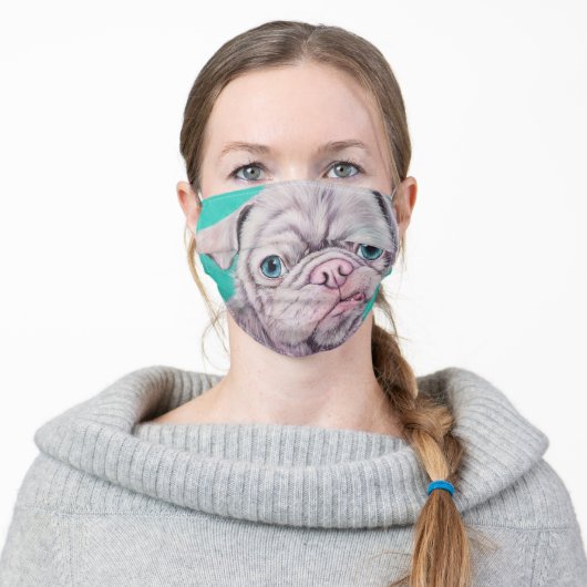Blep! Obie the Pug artwork Adult Cloth Face Mask (Worn)