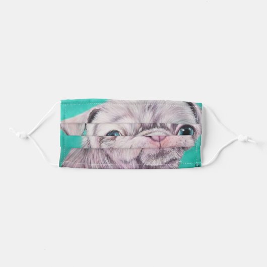 Blep! Obie the Pug artwork Adult Cloth Face Mask (Front, Folded)