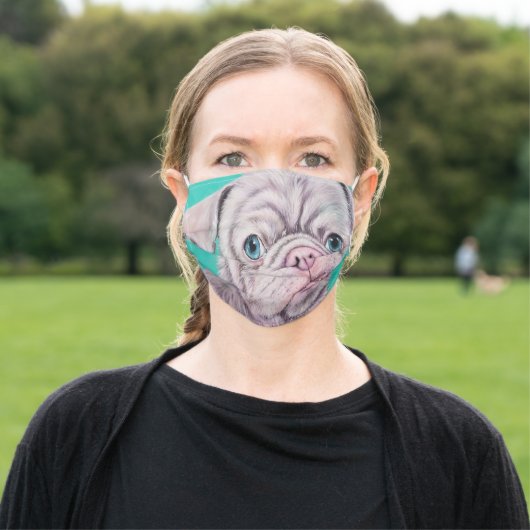 Blep! Obie the Pug artwork Adult Cloth Face Mask (Outside)