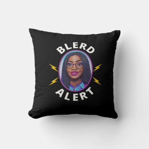 Blerd_Alert With Pretty Woman In Glasses Throw Pillow