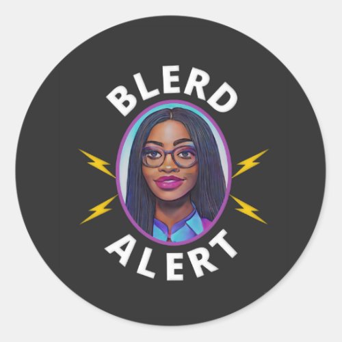 Blerdy Girl Alert With Pretty Woman In Glasses Classic Round Sticker