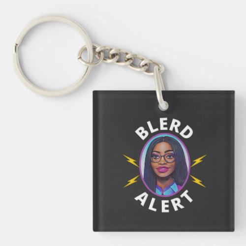 Blerdy Girl Alert With Pretty Woman In Glasses Keychain