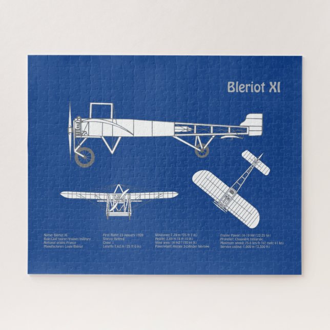 Bleriot XI - Airplane Blueprint Drawing Plans ABD Jigsaw Puzzle (Horizontal)