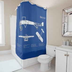Bleriot XI - Airplane Blueprint Drawing Plans ABD Shower Curtain