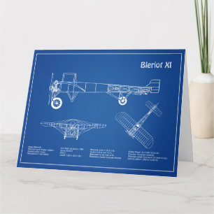 Bleriot XI - Airplane Blueprint Drawing Plans AD Thank You Card