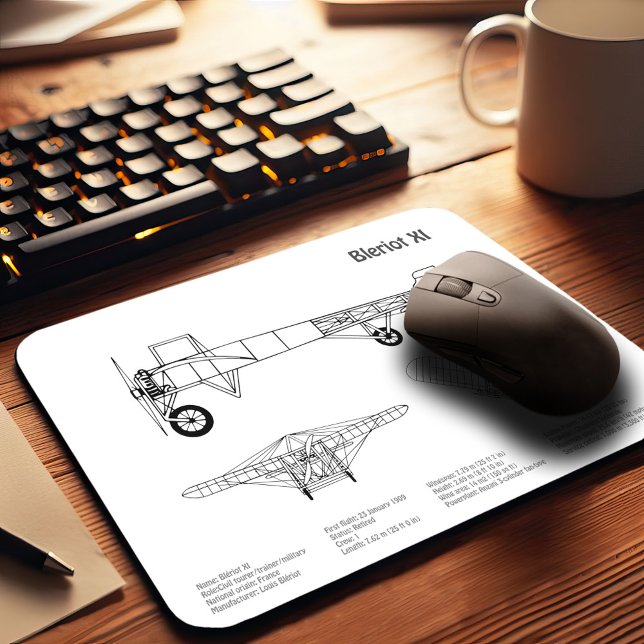 Bleriot XI - Airplane Blueprint Drawing Plans BD Mouse Pad (Creator Uploaded)