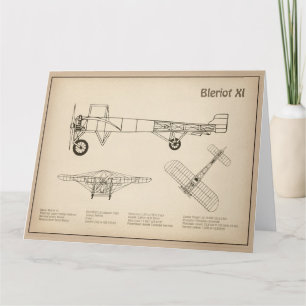 Bleriot XI - Airplane Blueprint Drawing Plans SD Thank You Card