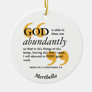 BLESS ABUNDANTLY Christian Prayer Ceramic Ornament