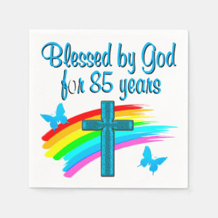 BLESS BY GOD FOR 85 YEARS BLUE CROSS DESIGN NAPKINS