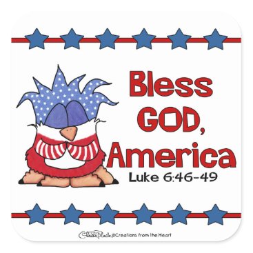 Bless God, America Square Sticker
