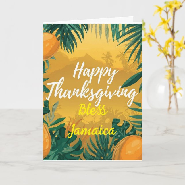Bless Jamaica thanksgiving Card (Yellow Flower)