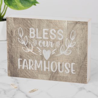 Bless our Farmhouse Rustic Wood Wooden Box Sign