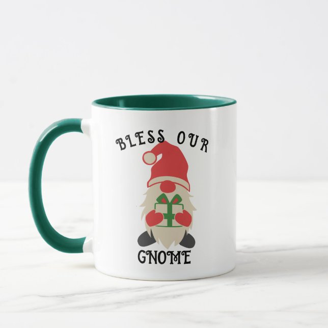 Bless Our Gnome Christmas Mug - Customizable Gift! (Left)