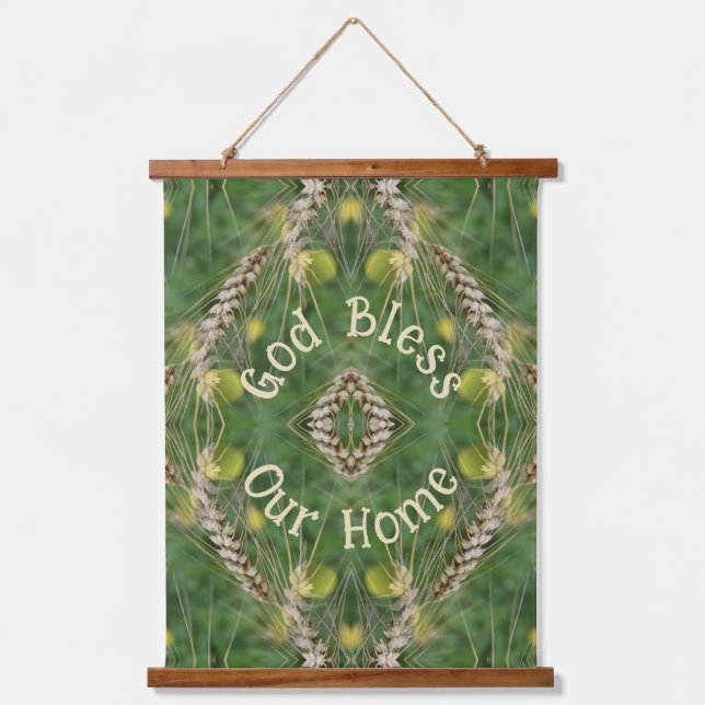 Bless Our Home Dried Grass Abstract   Hanging Tapestry (Front)