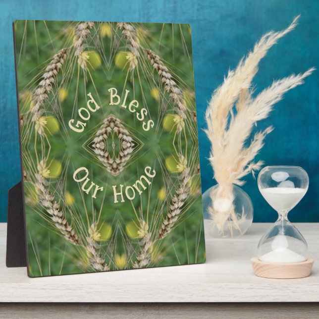 Bless Our Home Dried Grass Abstract Plaque (Side)