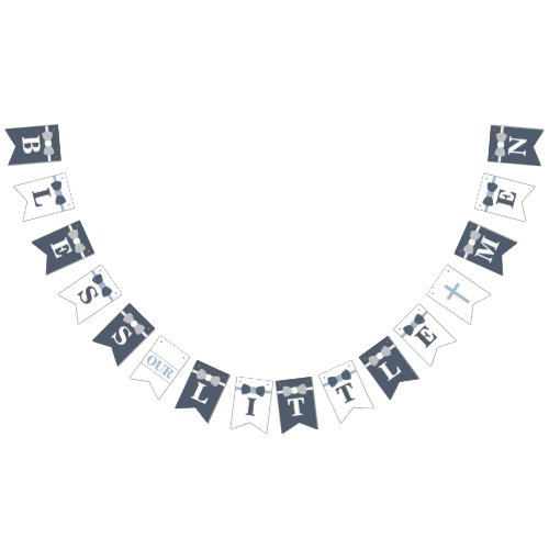 Bless Our Little Men Banner Navy Gray Bunting Flags