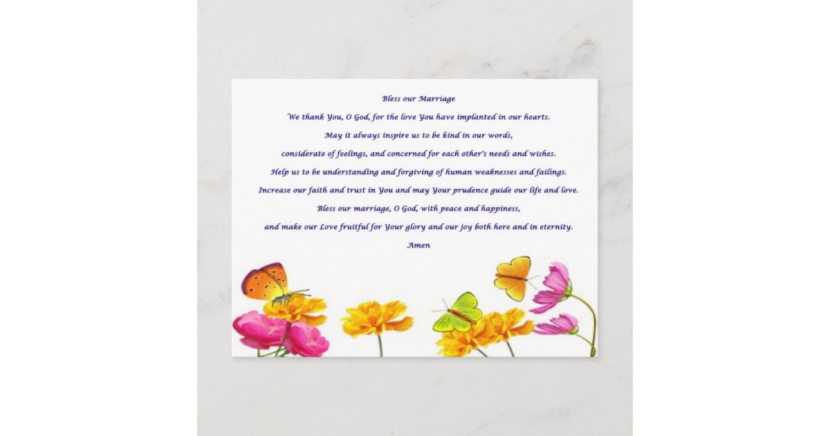 Bless our Marriage prayer Postcard | Zazzle