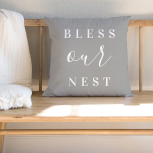 Bless Our Nest Editable Colors Farmhouse Throw Pillow