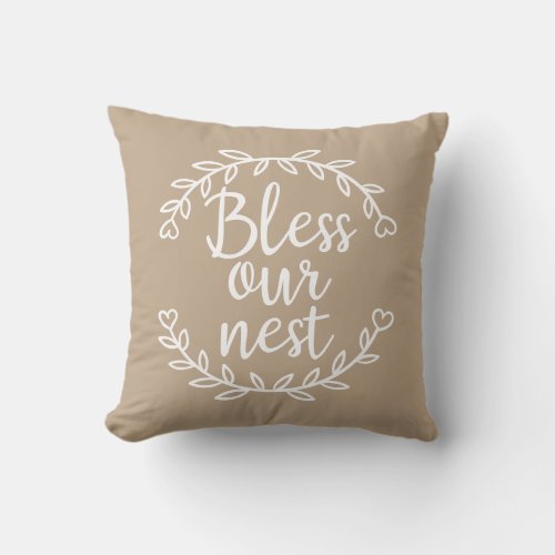 Bless Our Nest Farmhouse Beige Accent Pillow