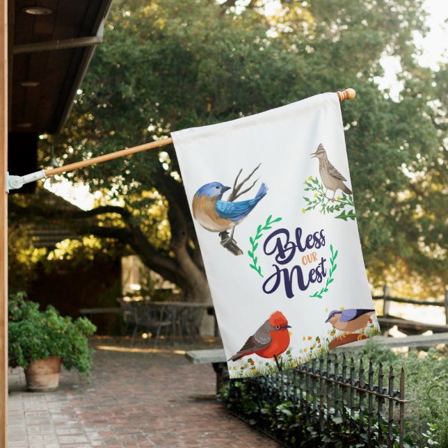 Bless Our Nest House Flag (In SItu)