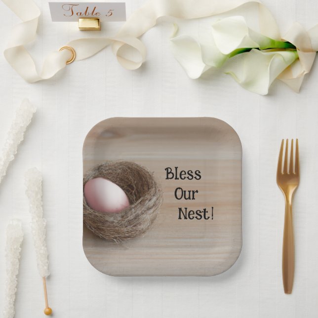 Bless Our Nest, Nesting Party Paper Plates (Wedding)
