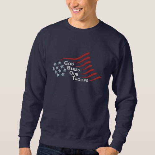 Bless Our Troops Embroidered Sweatshirt