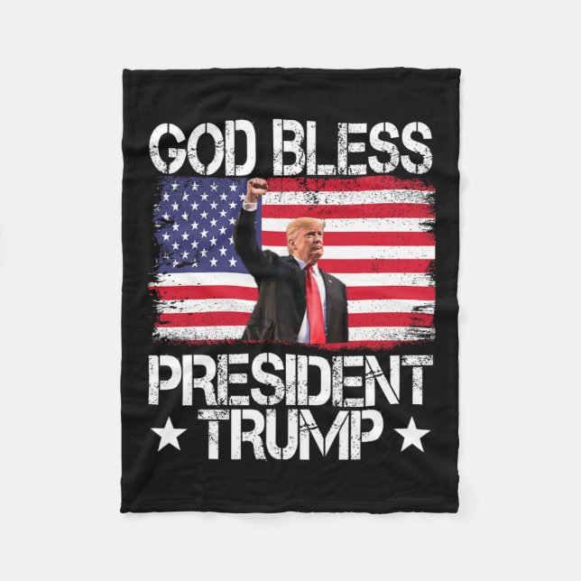 Bless President Trump 2024 Support Trump Election  Fleece Blanket (Front)