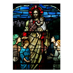 Bless the Children Stained Glass Card