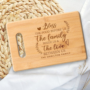 Bless The Food Before Us Family Gift Engraved Cutting Board