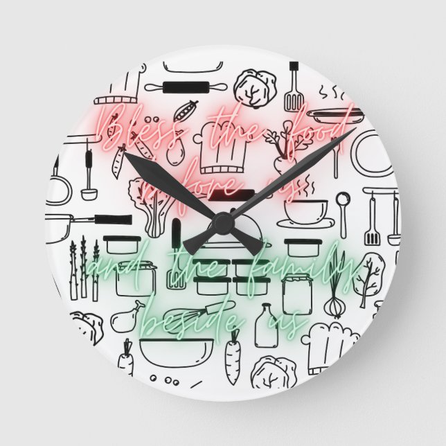 "Bless the food before us"   Round Clock (Front)