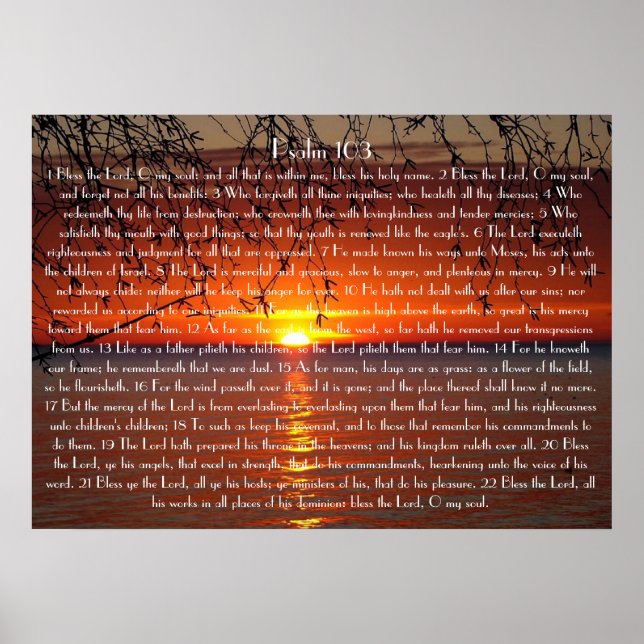 Bless the Lord bible verse Psalm 103 Poster (Front)