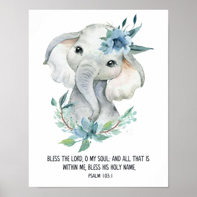 Bless The Lord, Psalm 103, Bible, Kids Scripture Poster (Front)