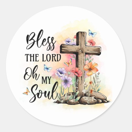 Bless the Lord stickers with cross Christian gift