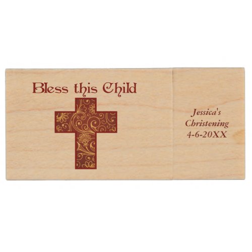 Bless This Child Wood USB Flash Drive