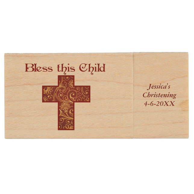 Bless This Child Wood USB Flash Drive (Front)