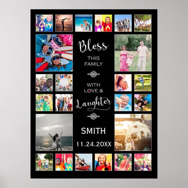 Bless this Family with love 24 Photo Collage Poster (Front)