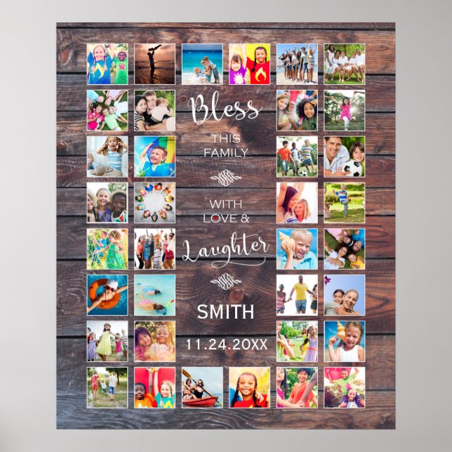 Bless this Family with love 32 Photo Collage Poster (Front)
