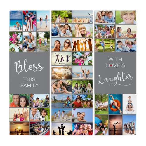Bless this Family with love 42 Photo Collage Triptych