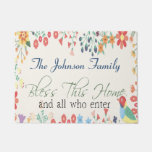 Bless This Home, Add Your Own Family Name Doormat at Zazzle