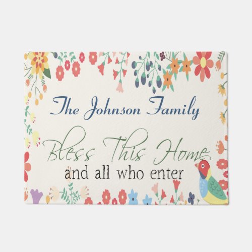 Bless this home add your own family name doormat