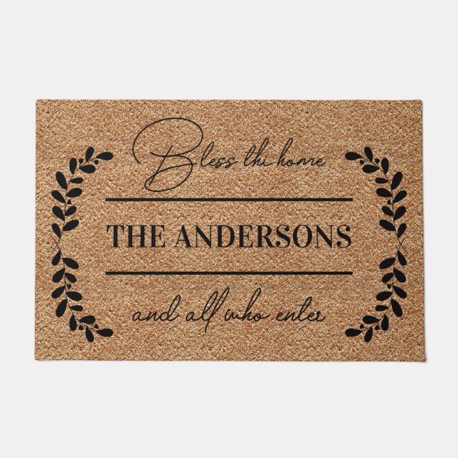 Bless This Home And All Who Enter Personalized Doormat (Front)