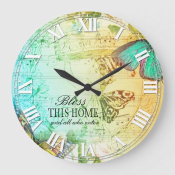 Bless This Home And All Who Enter Wall Clock by visionsoflife at Zazzle