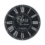 Bless This Home Black Engraved Wall Clock (Front)