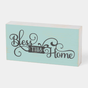 Bless This Home Christian Quote Wooden Box Sign