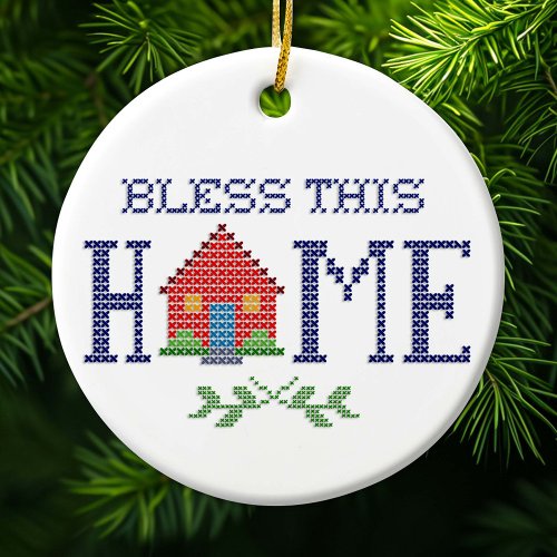 Bless This Home Cross Stitch Ornament