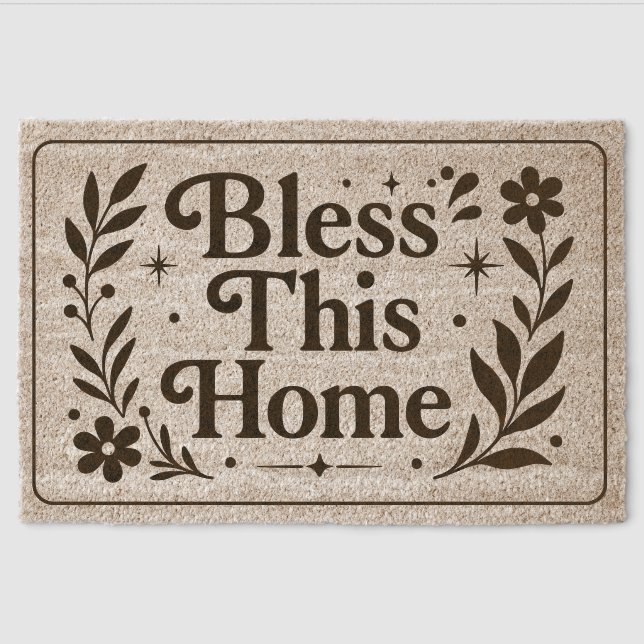 Bless This Home Fiber Doormat (Front)
